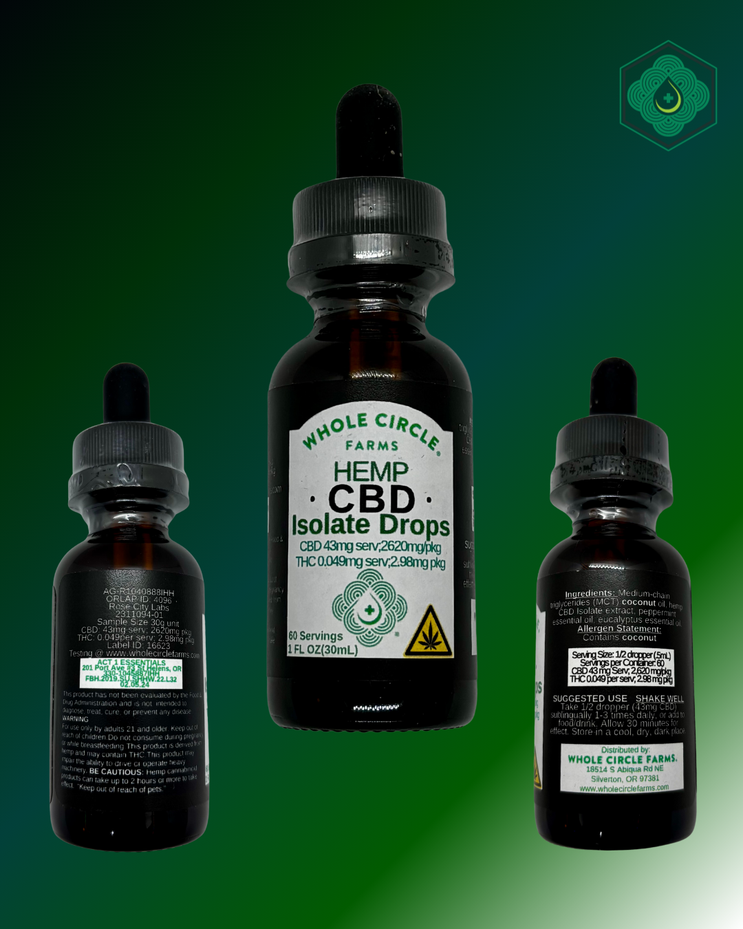 THC-Free CBD Isolate Drops | Peppermint Eucalyptus | Whole Circle