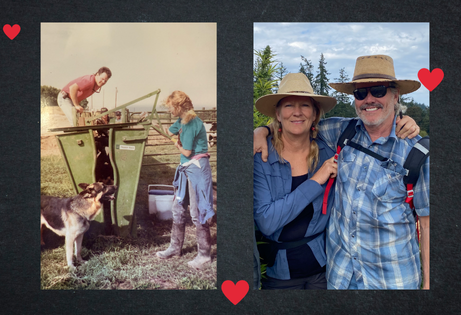 a picture of peter and rochelle from 1994 next to a picture of rochelle and peter from 2024